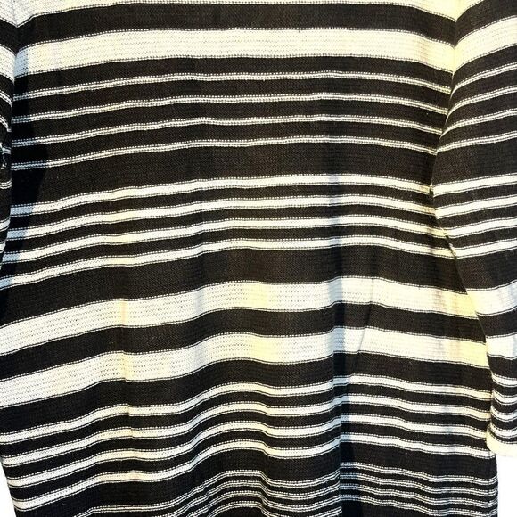 𝅺chico’s cotton ramie knit pullover black white horizontal striped size 3/XL - Picture 7 of 13